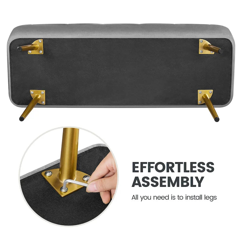 Yaheetech Modern Upholstered Ottoman Footstool Bench with Storage - 42.7 14.6 19