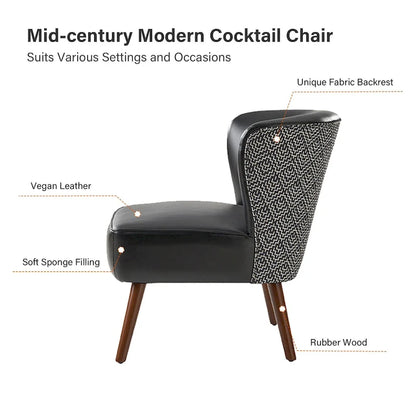 Alexander Mid-Century Modern Side Armchair with Solid Wood Legs by HULALA HOME