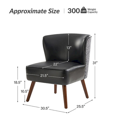 Alexander Mid-Century Modern Side Armchair with Solid Wood Legs by HULALA HOME