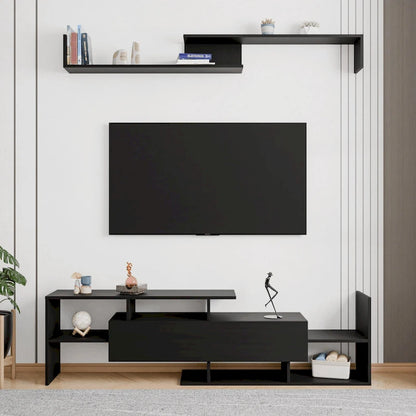 Surrey 60.2  2 Pc 1-Drawer Floating TV Stand Media Console with Open Shelves