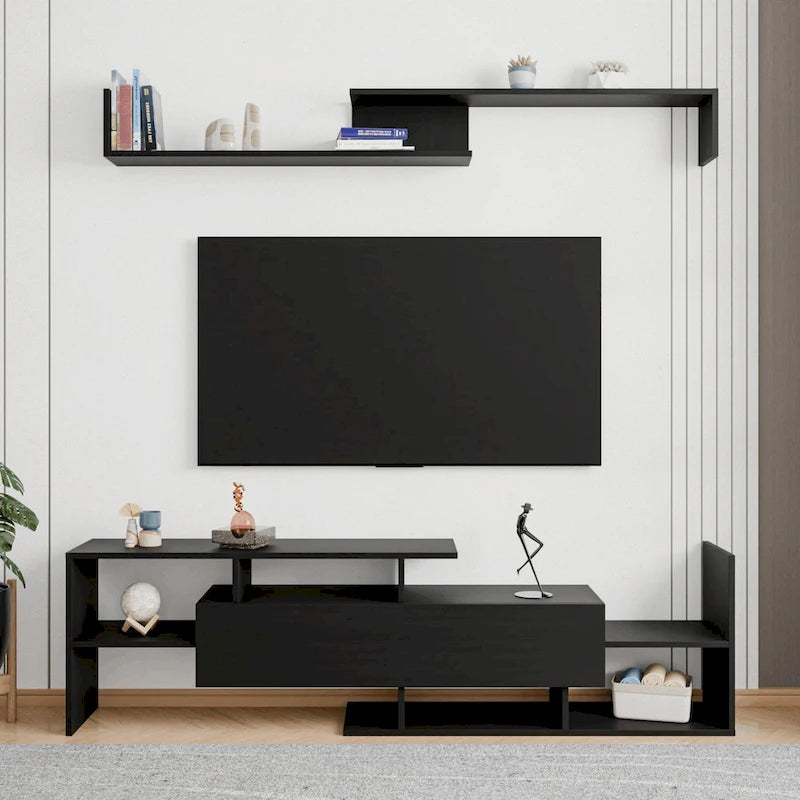 Surrey 60.2  2 Pc 1-Drawer Floating TV Stand Media Console with Open Shelves