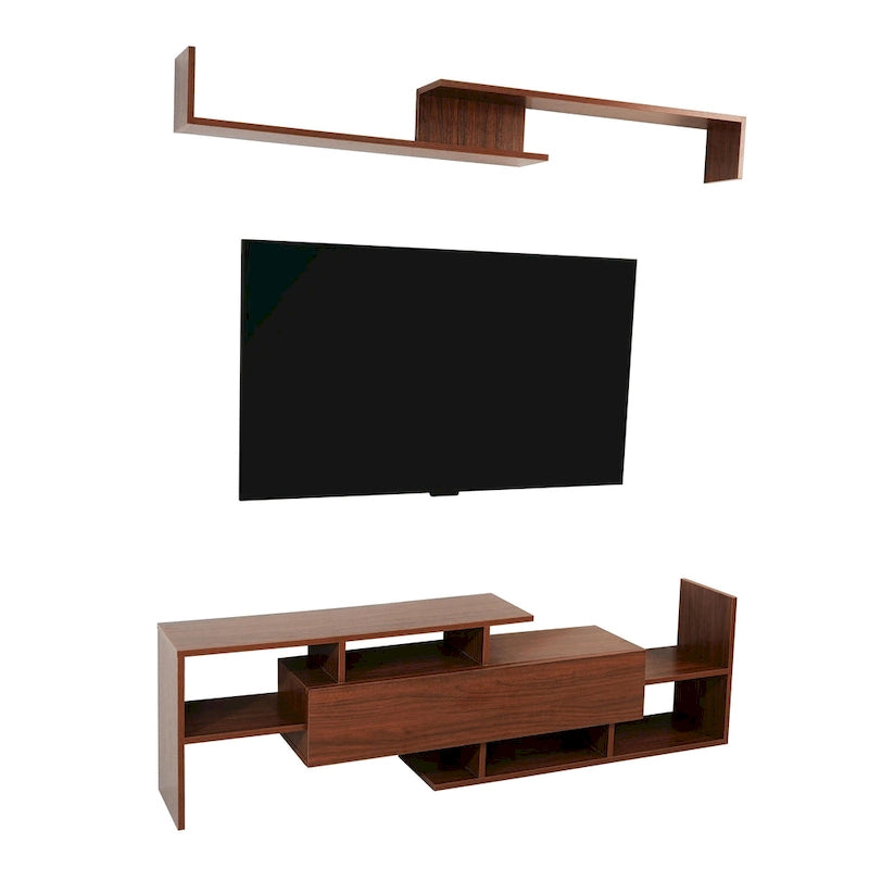 Surrey 60.2  2 Pc 1-Drawer Floating TV Stand Media Console with Open Shelves
