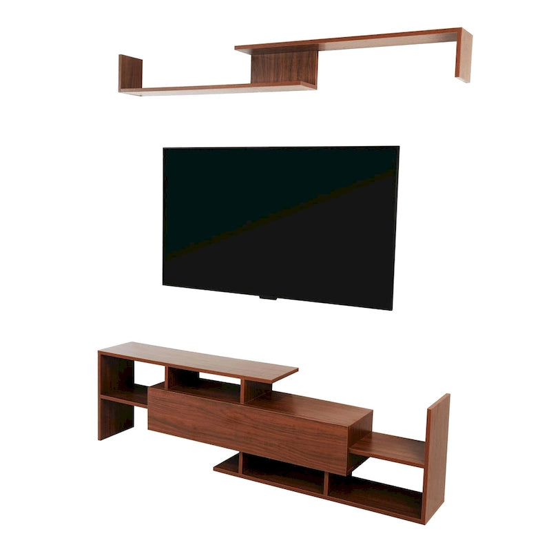 Surrey 60.2  2 Pc 1-Drawer Floating TV Stand Media Console with Open Shelves