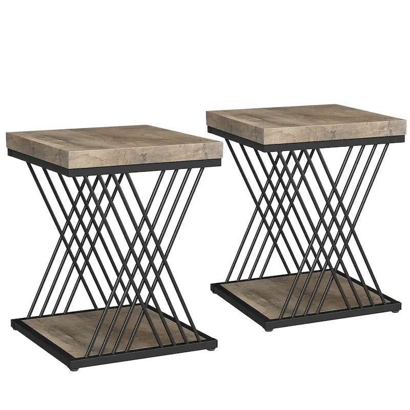 Square End Side Table for Living Room Set of 2