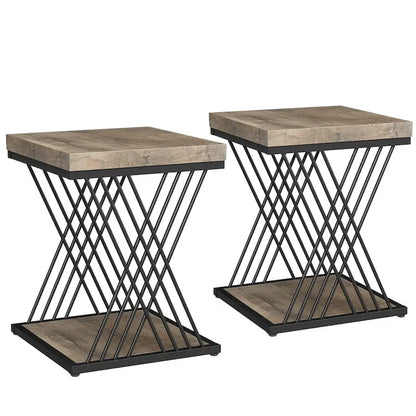 Square End Side Table for Living Room Set of 2