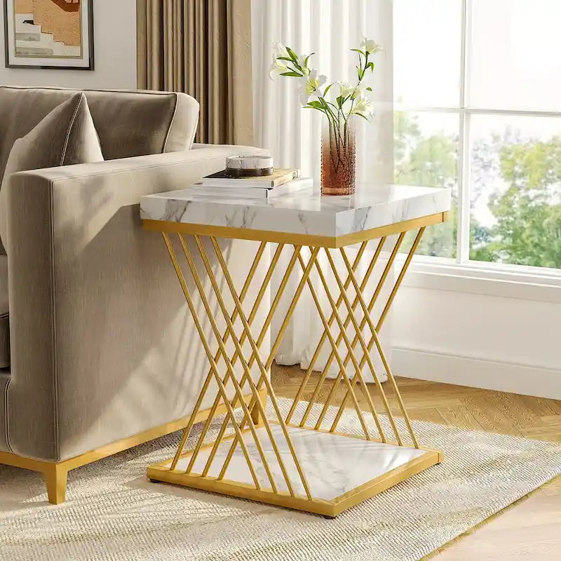 Square End Side Table for Living Room Set of 2