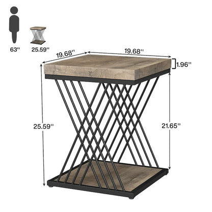 Square End Side Table for Living Room Set of 2