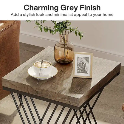 Square End Side Table for Living Room Set of 2