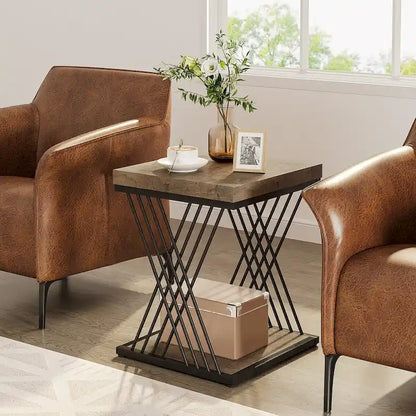 Square End Side Table for Living Room Set of 2