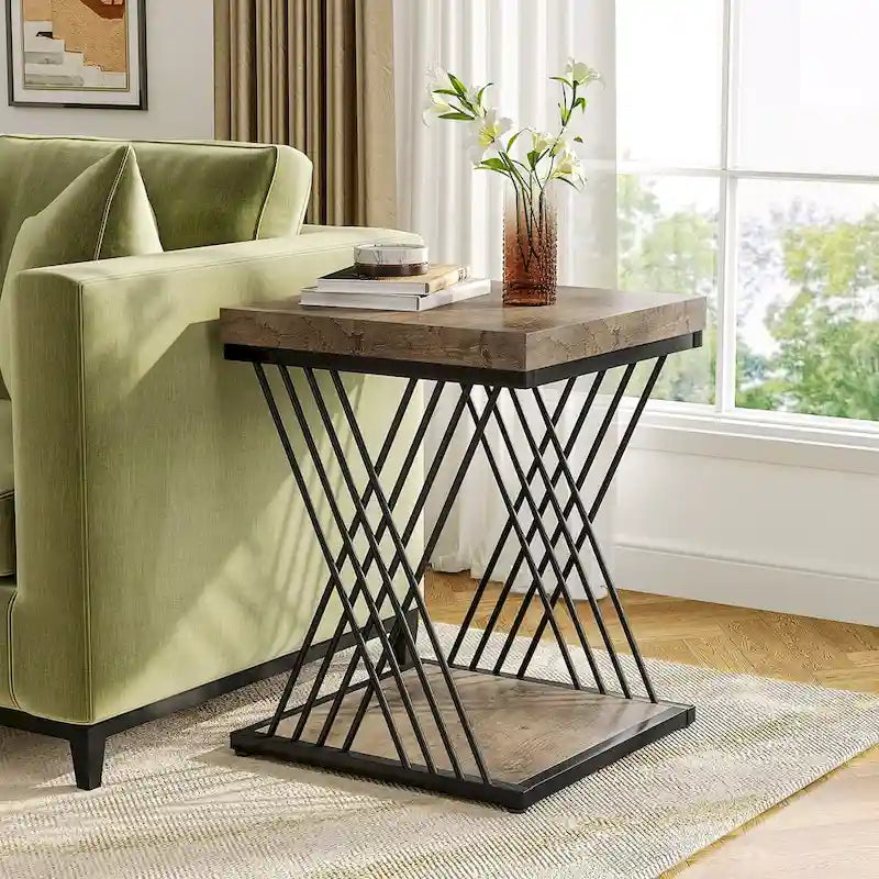 Square End Side Table for Living Room Set of 2