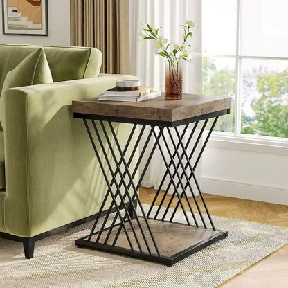 Square End Side Table for Living Room Set of 2