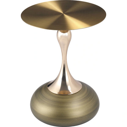 Savoy 18-Inch Round Side Table in Gold Stainless-Steel End Table with a Round Pedestal base