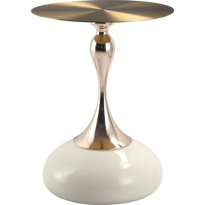 Savoy 18-Inch Round Side Table in Gold Stainless-Steel End Table with a Round Pedestal base