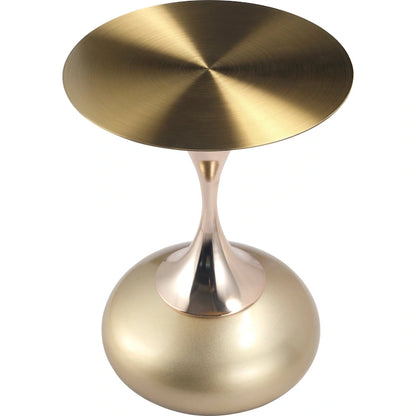 Savoy 18-Inch Round Side Table in Gold Stainless-Steel End Table with a Round Pedestal base