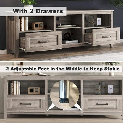 Grey TV Stand with Storage Drawers Cable Management for 65/75 inch TV - M