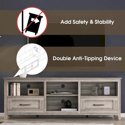 Grey TV Stand with Storage Drawers Cable Management for 65/75 inch TV - M