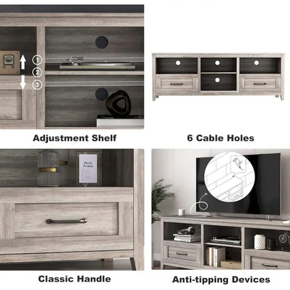 Grey TV Stand with Storage Drawers Cable Management for 65/75 inch TV - M