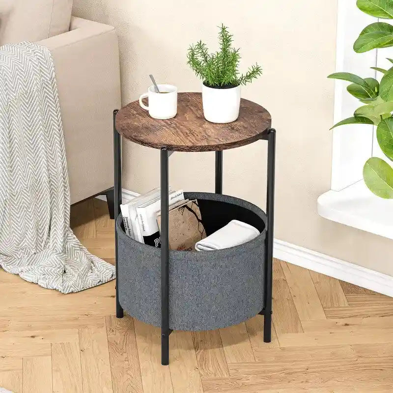 Minimalist round fabric side table