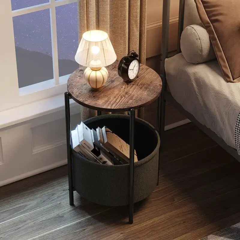 Minimalist round fabric side table