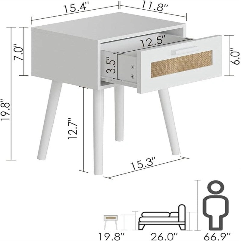 Bedroom Nightstands Wooden Night Stands - 11.81 D x 15.35 W x 19.69 H