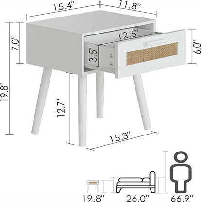 Bedroom Nightstands Wooden Night Stands - 11.81 D x 15.35 W x 19.69 H
