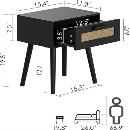 Bedroom Nightstands Wooden Night Stands - 11.81 D x 15.35 W x 19.69 H