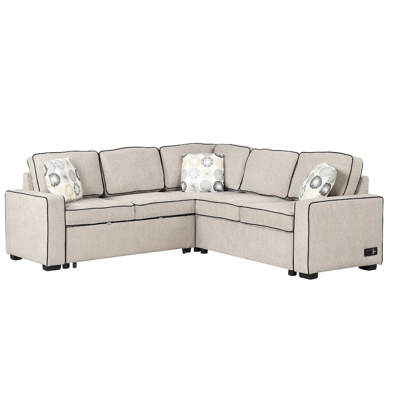 L-Shaped Reversible Chaise Sectional Sofa Pull Out Sofa Bed