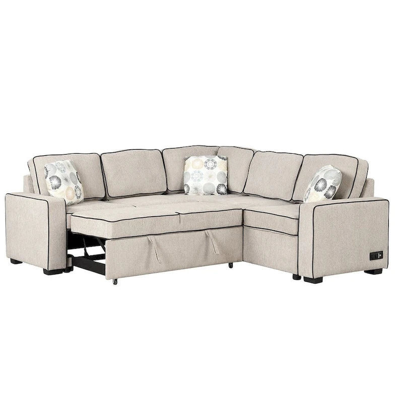 L-Shaped Reversible Chaise Sectional Sofa Pull Out Sofa Bed