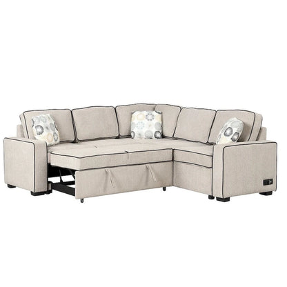 L-Shaped Reversible Chaise Sectional Sofa Pull Out Sofa Bed