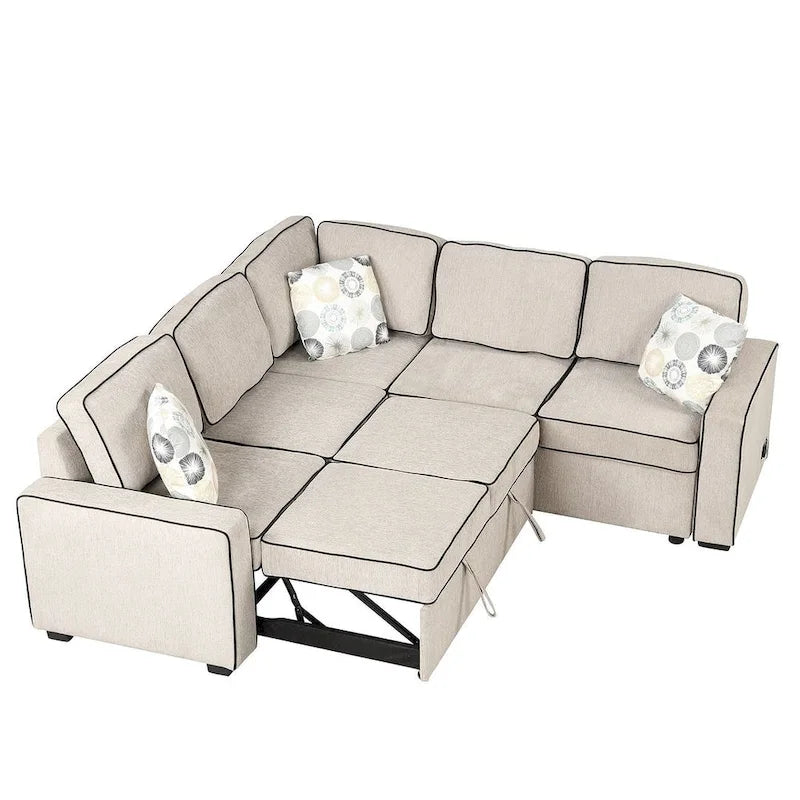 L-Shaped Reversible Chaise Sectional Sofa Pull Out Sofa Bed