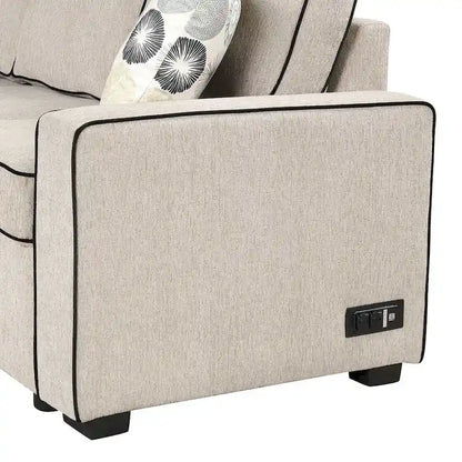 L-Shaped Reversible Chaise Sectional Sofa Pull Out Sofa Bed