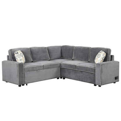 L-Shaped Reversible Chaise Sectional Sofa Pull Out Sofa Bed