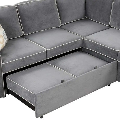 L-Shaped Reversible Chaise Sectional Sofa Pull Out Sofa Bed