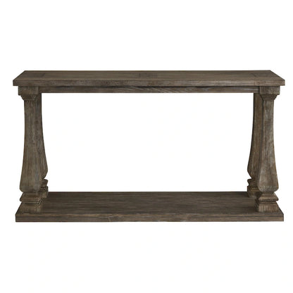 Rectangular Wooden Sofa Table with Square Baluster Legs, Gray