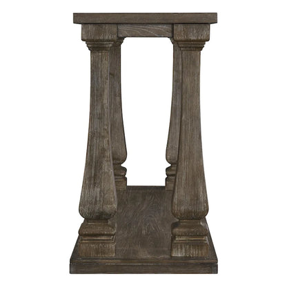 Rectangular Wooden Sofa Table with Square Baluster Legs, Gray