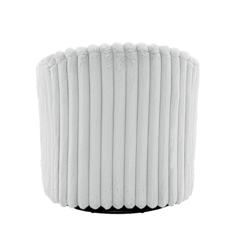 2 Set Modern 49  Upholstered Plush Corduroy Swivel Barrel Accent Chair