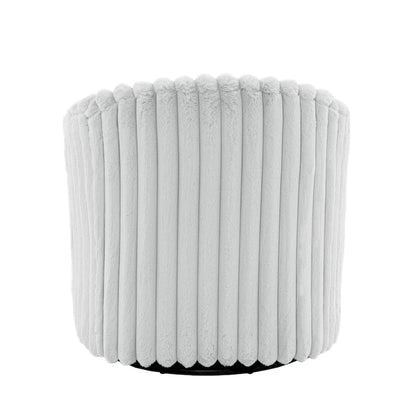 2 Set Modern 49  Upholstered Plush Corduroy Swivel Barrel Accent Chair