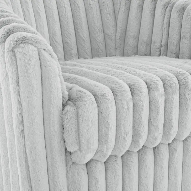 2 Set Modern 49  Upholstered Plush Corduroy Swivel Barrel Accent Chair