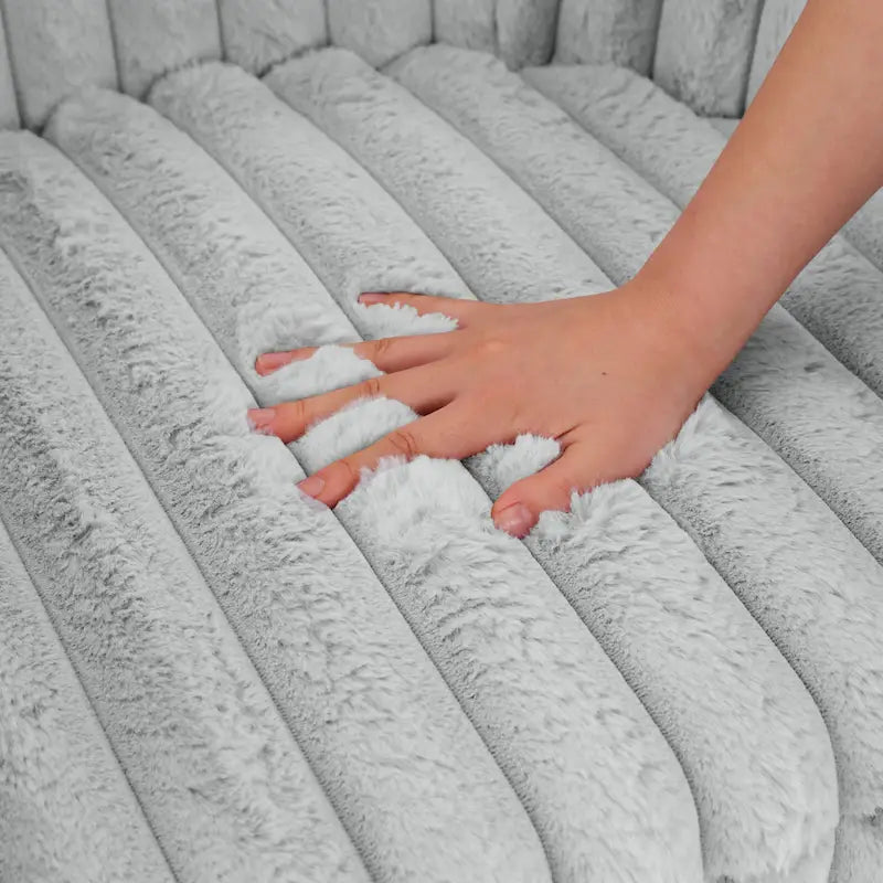 2 Set Modern 49  Upholstered Plush Corduroy Swivel Barrel Accent Chair