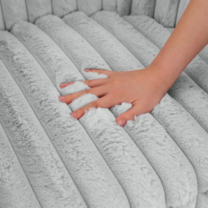 2 Set Modern 49  Upholstered Plush Corduroy Swivel Barrel Accent Chair