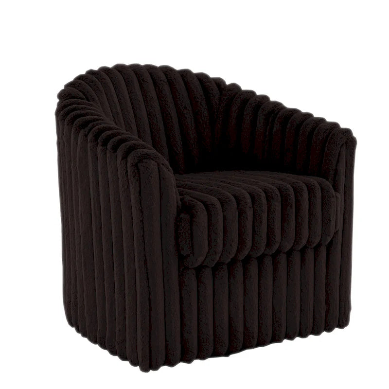 2 Set Modern 49  Upholstered Plush Corduroy Swivel Barrel Accent Chair