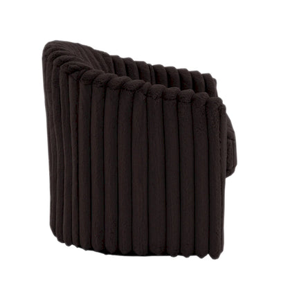 2 Set Modern 49  Upholstered Plush Corduroy Swivel Barrel Accent Chair