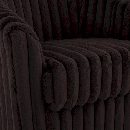 2 Set Modern 49  Upholstered Plush Corduroy Swivel Barrel Accent Chair