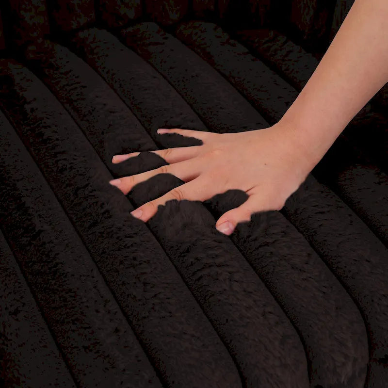 2 Set Modern 49  Upholstered Plush Corduroy Swivel Barrel Accent Chair