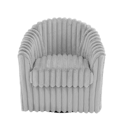 2 Set Modern 49  Upholstered Plush Corduroy Swivel Barrel Accent Chair