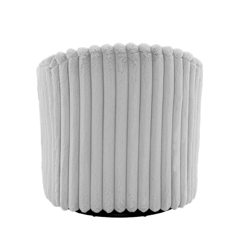 2 Set Modern 49  Upholstered Plush Corduroy Swivel Barrel Accent Chair