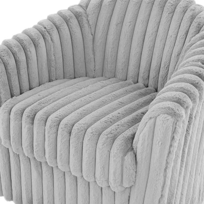 2 Set Modern 49  Upholstered Plush Corduroy Swivel Barrel Accent Chair