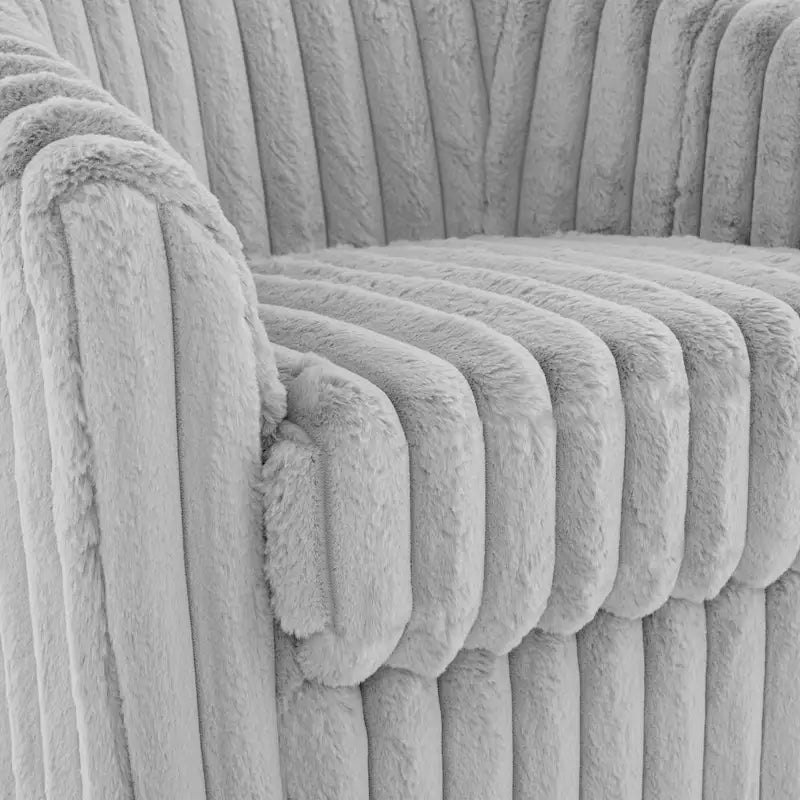 2 Set Modern 49  Upholstered Plush Corduroy Swivel Barrel Accent Chair