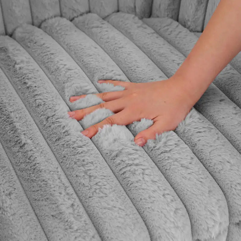 2 Set Modern 49  Upholstered Plush Corduroy Swivel Barrel Accent Chair