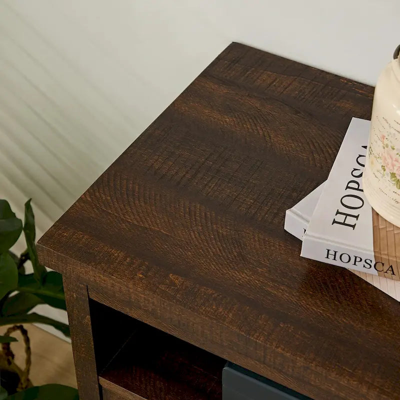 Farmhouse Barn door TV Media Stand Modern Entertainment Console for TV Up to 65  with Open and Closed Storage Space